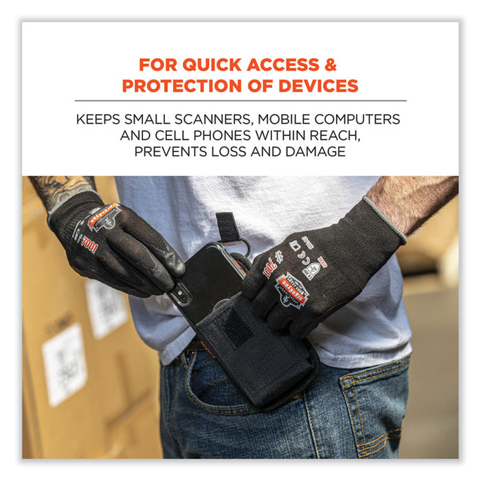 Squids 5542 Phone Style Scanner Holster with Belt Loop, Small, 1 Compartment, 3.75 x 1 x 6.5, Polyester, Black