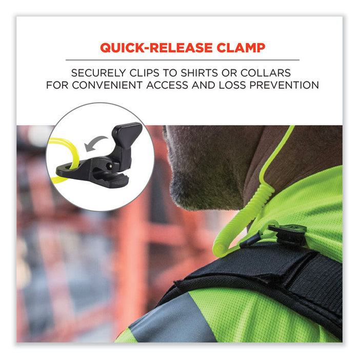 Squids 3158 Coiled Lanyard with Clamp, 2 lb Max Working Capacity, 12" to 48" Long, Black
