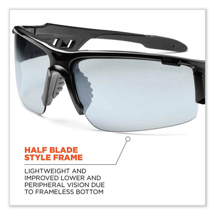 Skullerz Dagr Safety Glasses, Black Half Frame, Clear Single Anti-Fog I/O Lens