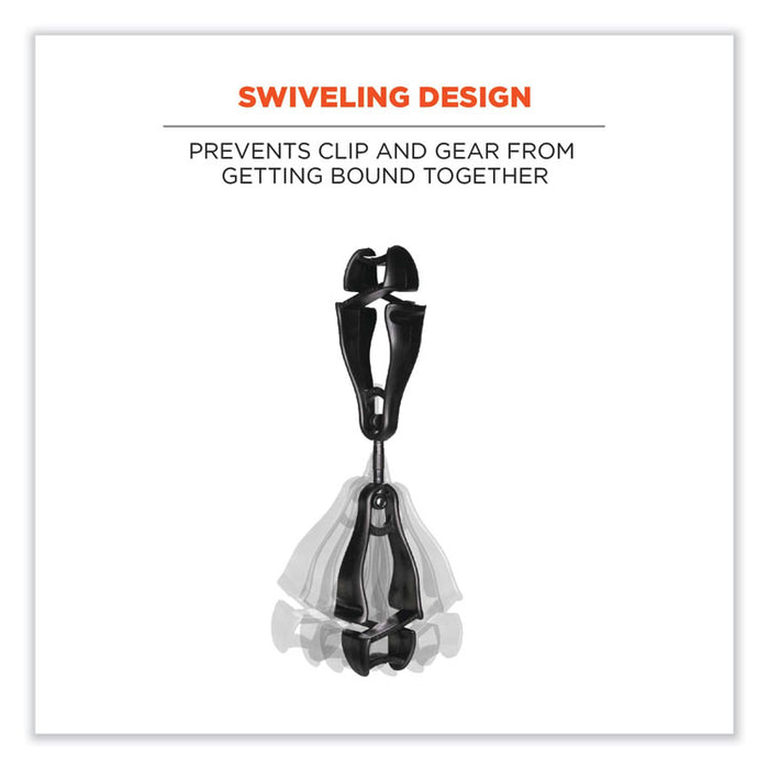 Squids 3420 Dual Clip Swivel Glove Clip Holder, 1 x 0.6 x 5.5, Acetal Copolymer, Black