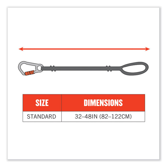 Squids 3105 Tool Lanyard with Aluminum Carabiner + Cinch-Loop, 15 lb Max Working Capacity, 32" to 48", Black, 100/Carton