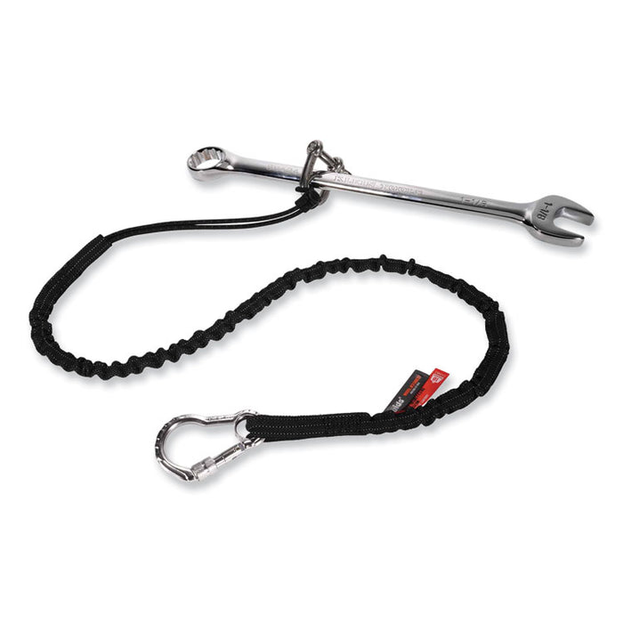 Squids 3100 Lanyard with Aluminum Carabiner + Cinch-Loop, 10 lb Max Working Capacity, 42" to 54" Long, Black