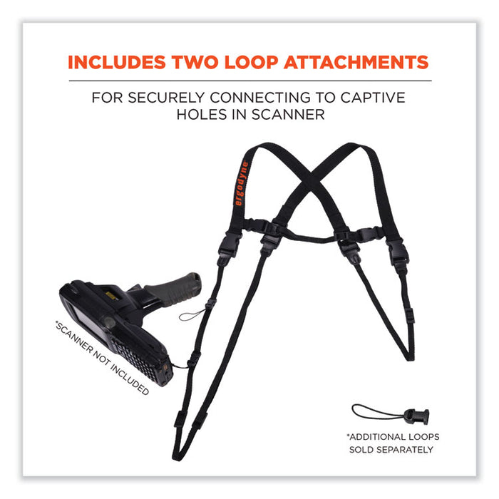 Squids 3132 Barcode Scanner Lanyard Harness, Small: 13" Arm Strap, 32" Long Lanyard Strap, Black