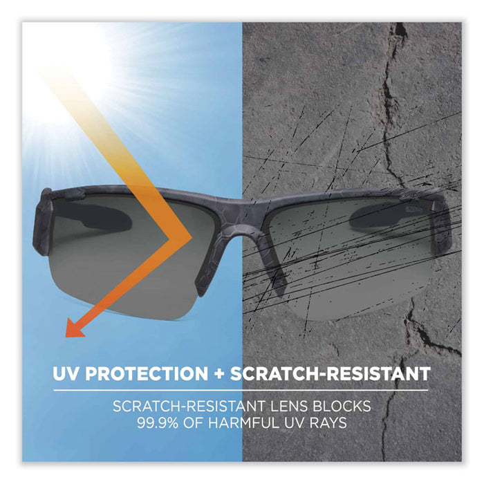 Skullerz Dagr Safety Glasses, Kryptek Highlander Half Frame, Polarized Smoke Single Lens