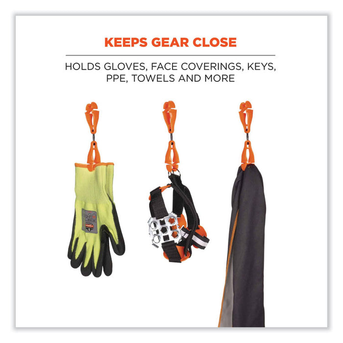 Squids 3420 Dual Clip Swivel Glove Clip Holder, 1 x 0.6 x 5.5, Acetal Copolymer, Orange