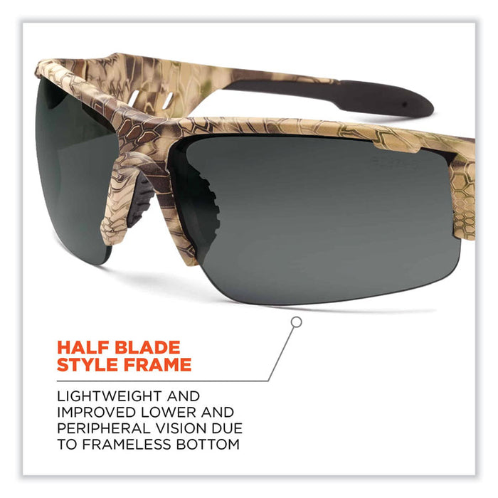 Skullerz Dagr Safety Glasses, Kryptek Highlander Half Frame, Smoke Single Anti-Fog Lens