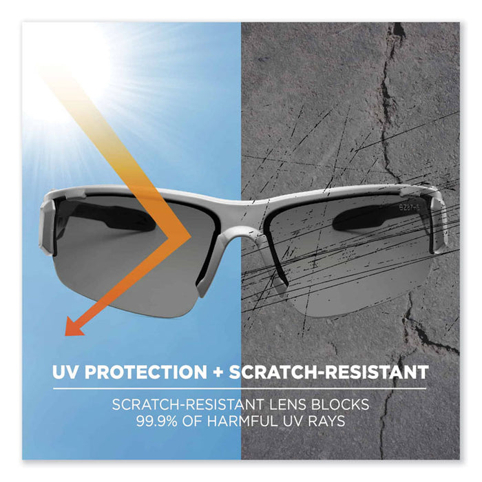 Skullerz Dagr Safety Glasses, Matte Gray Half Frame, Smoke Single Anti-Fog Lens