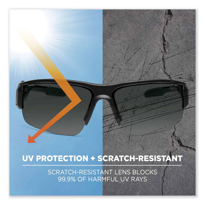 Skullerz Dagr Safety Glasses, Matte Black Half Frame, Smoke Single Lens
