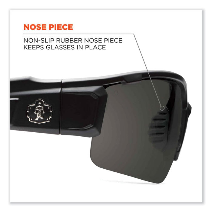 Skullerz Dagr Safety Glasses, Black Half Frame, Mirrored Blue Single Lens