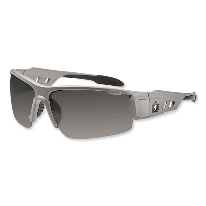 Skullerz Dagr Safety Glasses, Matte Gray Half Frame, Polarized Smoke Single Lens