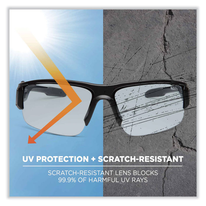Skullerz Dagr Safety Glasses, Matte Black Half Frame, Clear Single Anti-Fog I/O Lens