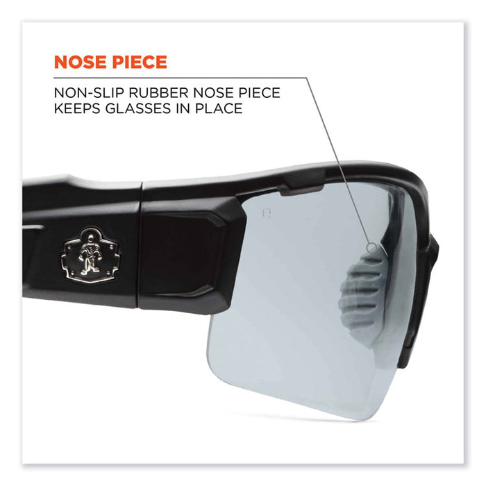 Skullerz Dagr Safety Glasses, Black Half Frame, Clear Single Anti-Fog I/O Lens