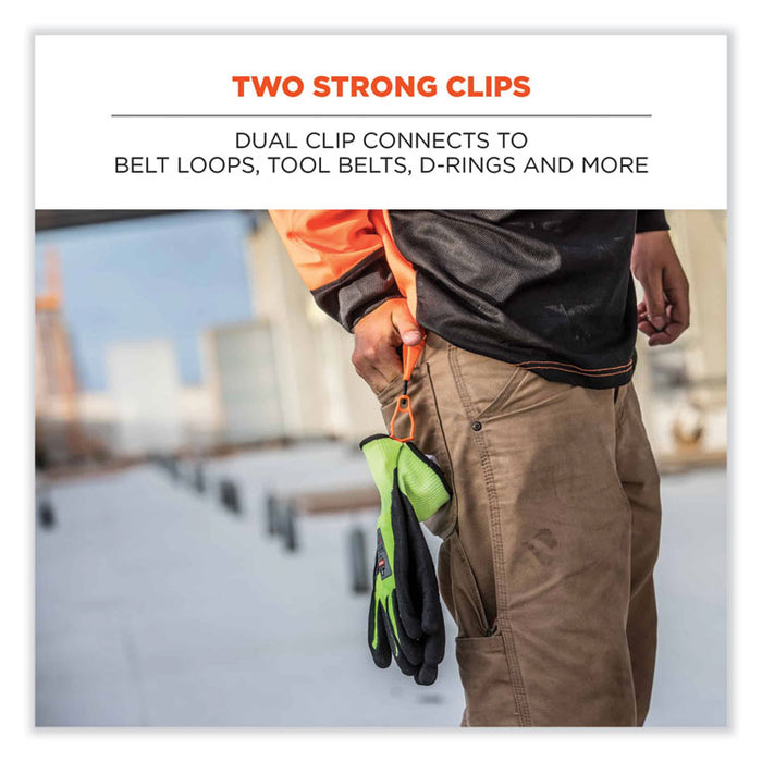 Squids 3420 Dual Clip Swivel Glove Clip Holder, 1 x 0.6 x 5.5, Acetal Copolymer, Granite, 100/Pack