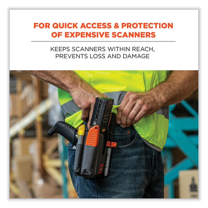 Squids 5541 Handheld Barcode Scanner Holster with Belt Clip, 2 Compartments, 2.75 x 3.5 x 7.3, Polyester,Gray