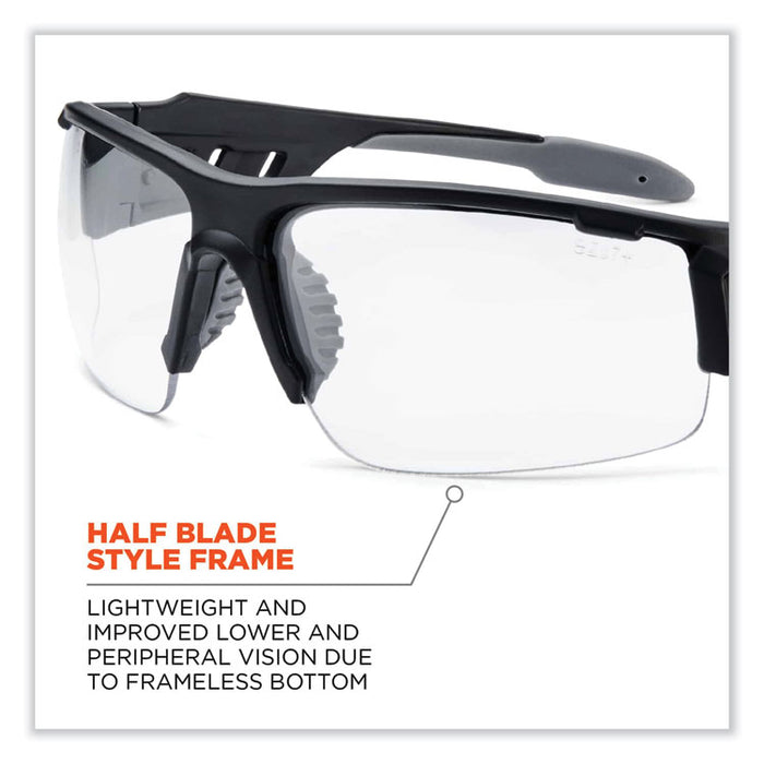 Skullerz Dagr Safety Glasses, Matte Black Half Frame, Clear Single Anti-Fog Lens
