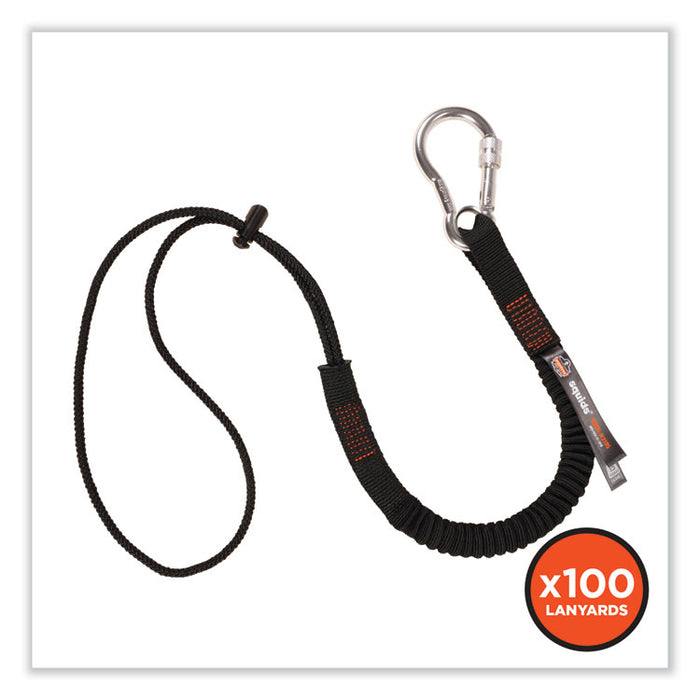 Squids 3105 Tool Lanyard with Aluminum Carabiner + Cinch-Loop, 15 lb Max Working Capacity, 32" to 48", Black, 100/Carton