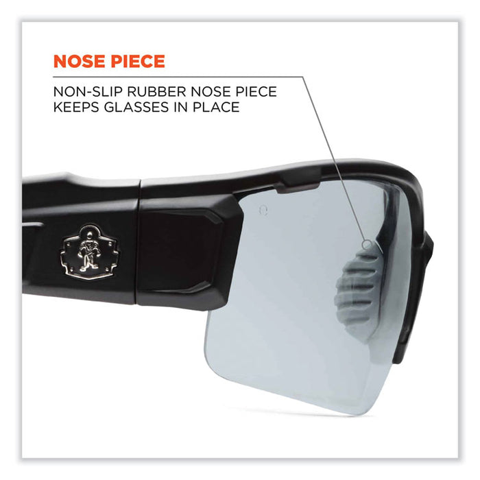 Skullerz Dagr Safety Glasses, Matte Gray Half Frame, Clear Single I/O Lens