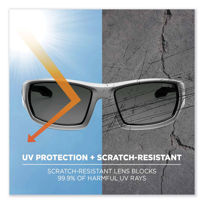 Skullerz Odin Safety Glasses, Matte Gray Full Frame, Polarized Smoke Dual Lens