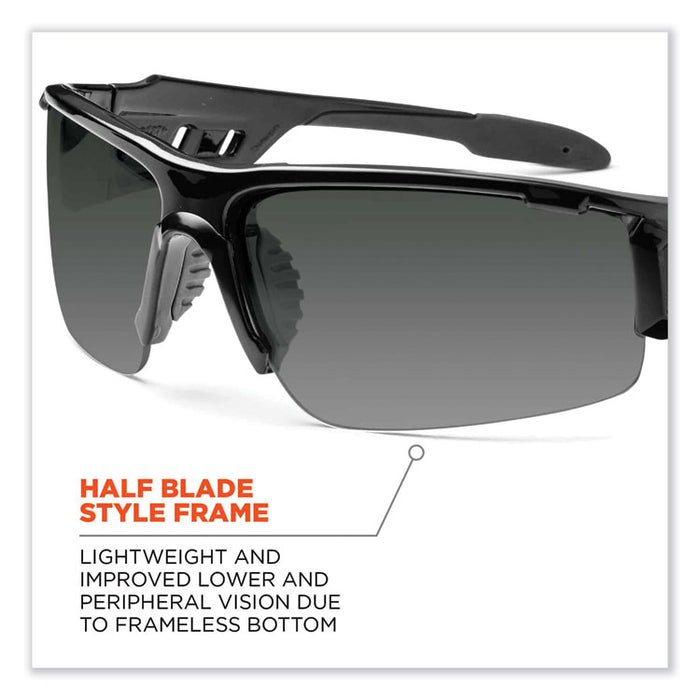 Skullerz Dagr Safety Glasses, Black Half Frame, Smoke Single Anti-Fog Lens