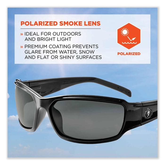Skullerz Thor Safety Glasses, Black Full Frame, Polarized Smoke Dual Lens