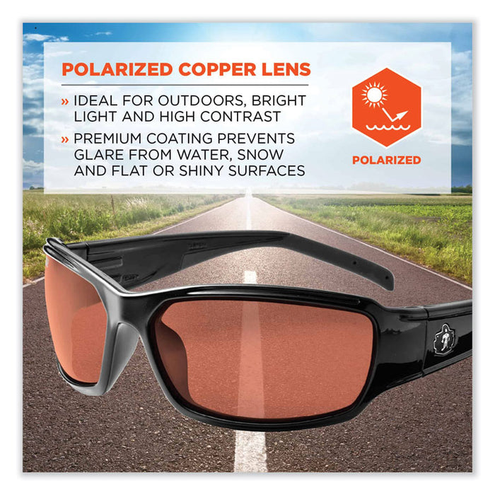 Skullerz Thor Safety Glasses, Black Full Frame, Polarized Copper Dual Lens