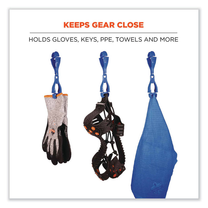 Squids 3400 Dual Clip Glove Clip Holder, 1 x 1 x 6.5, Acetal Copolymer, Blue