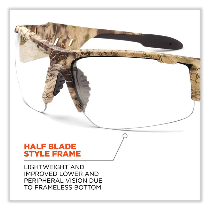 Skullerz Dagr Safety Glasses, Kryptek Highlander Half Frame, Clear Single Anti-Fog Lens
