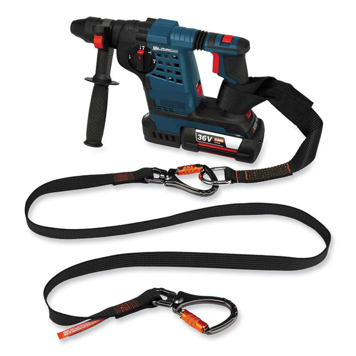 Squids 3139 Tool Lanyard with 2 Locking Swivel Carabiners, 40 lb Max Working Capacity, 76" Long, Black/Orange