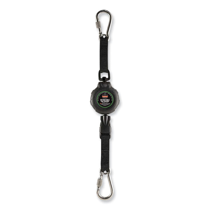 Squids 3000 Retractable Tool Lanyard with Carabiner Anchor, 1 lb Working Capacity, 48" Long, Black