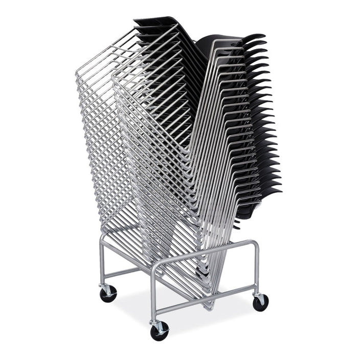 Sled Base Stack Chair Cart, Metal, 500 lb Capacity, 23.5" x 27.5" x 17", Silver