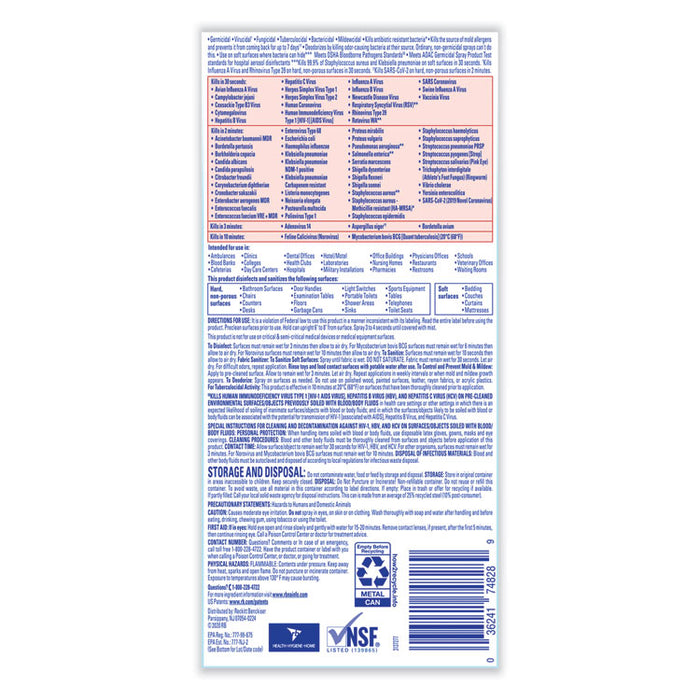Disinfectant Spray, Crisp Linen Scent, 19 oz. Aerosol Spray, 12/Carton