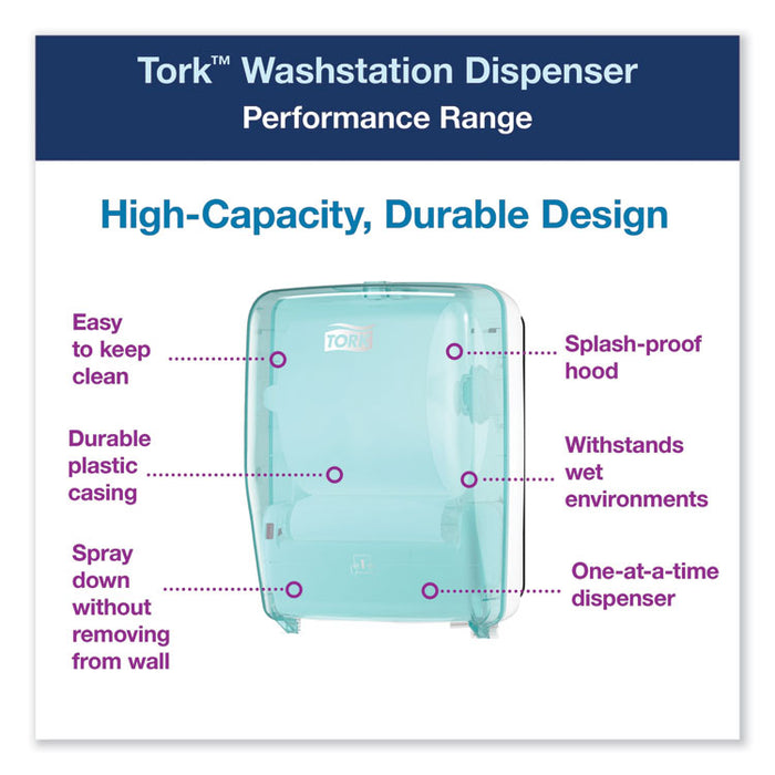 Washstation Dispenser, 12.56 x 10.57 x 18.09, Aqua/White
