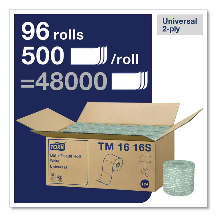 Universal Bath Tissue, Septic Safe, 2-Ply, White, 500 Sheets/Roll, 96 Rolls/Carton