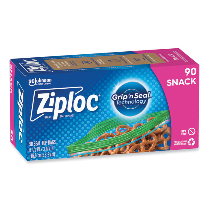 Seal Top Snack Bags, Snack, 6.5" x 3.25", Clear, 90 Bags/Box, 12 Boxes/Carton