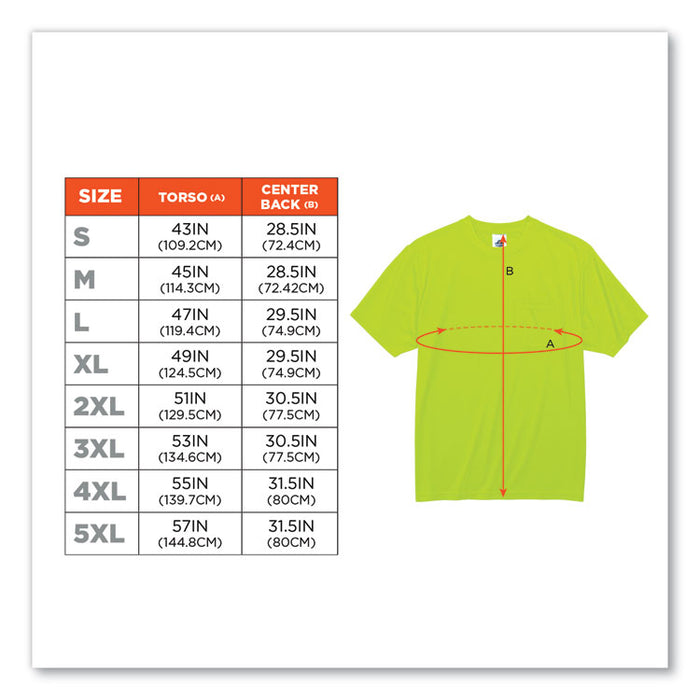 GloWear 8089 Non-Certified Hi-Vis T-Shirt, Small, Lime