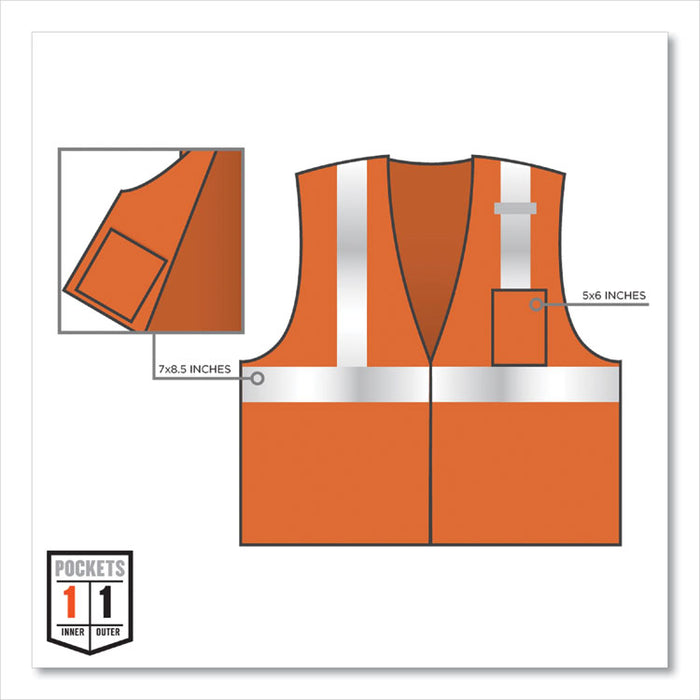GloWear 8210Z Class 2 Economy Mesh Vest, Polyester, Orange, X-Small