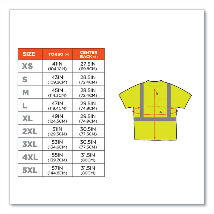 GloWear 8289 Class 2 Hi-Vis T-Shirt, Lime, 3X-Large