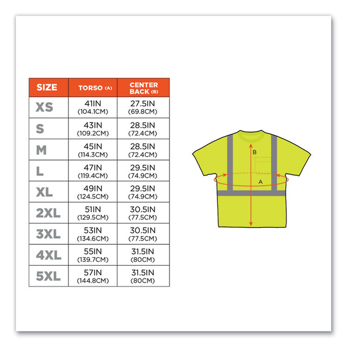 GloWear 8289 Class 2 Hi-Vis T-Shirt, Lime, 5X-Large