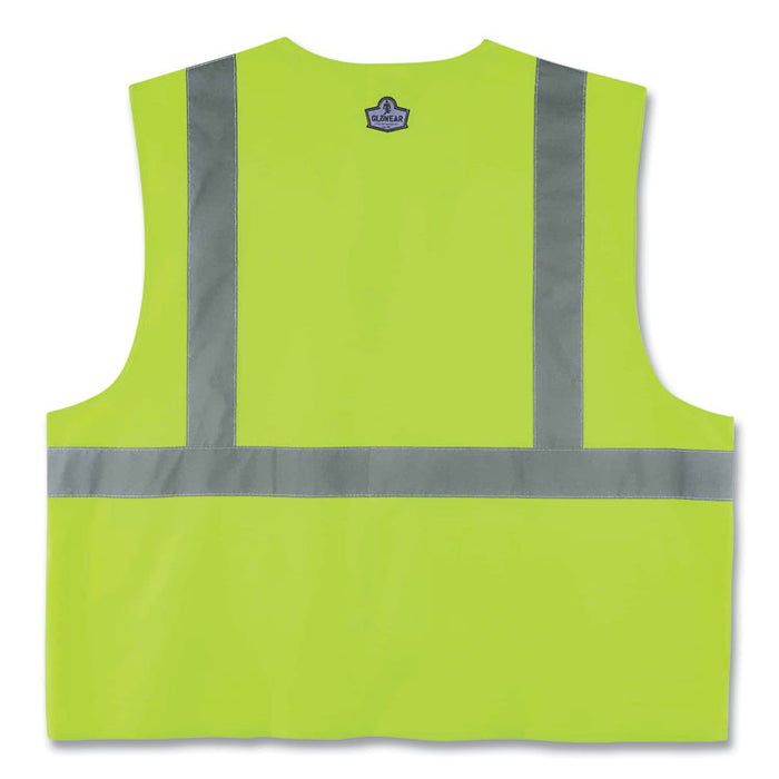 GloWear 8225HL Class 2 Standard Solid Hook and Loop Vest, Polyester, Lime, 4X-Large/5X-Large