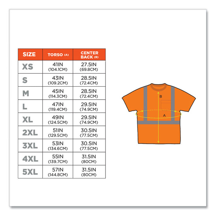 GloWear 8289 Class 2 Hi-Vis T-Shirt, Orange, 4X-Large