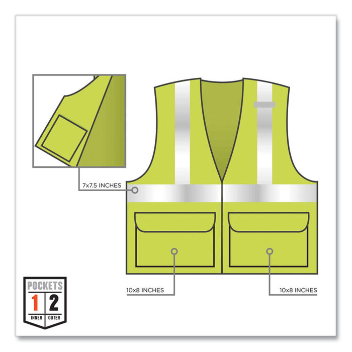 GloWear 8225Z Class 2 Standard Solid Vest, Polyester, Lime, 2X-Large/3X-Large