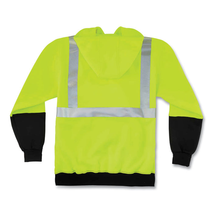 GloWear 8293 Hi-Vis Class 2 Hooded Sweatshirt Black Bottom, 3X-Large, Lime