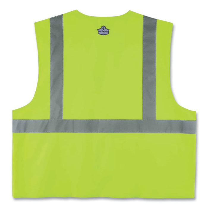 GloWear 8225HL Class 2 Standard Solid Hook and Loop Vest, Polyester, Lime, Small/Medium