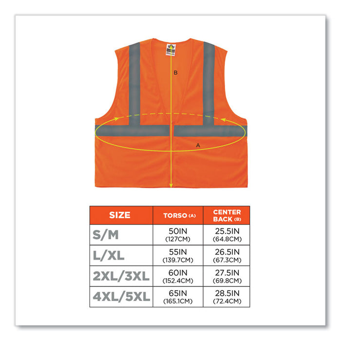 GloWear 8205Z Class 2 Super Economy Mesh Vest, Polyester, Orange, Large/X-Large