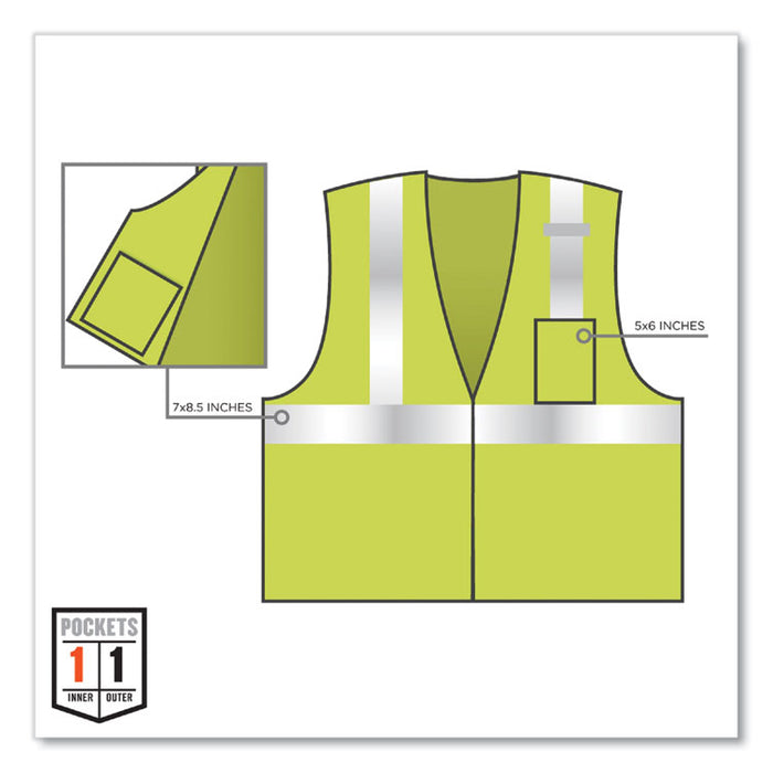 GloWear 8210Z Class 2 Economy Mesh Vest, Polyester, Lime, 4X-Large/5X-Large