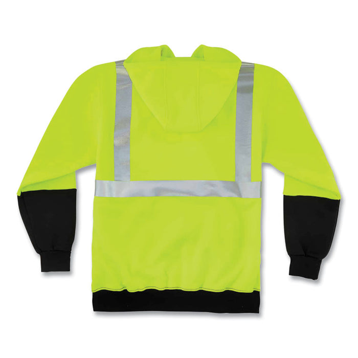 GloWear 8293 Hi-Vis Class 2 Hooded Sweatshirt Black Bottom, 2X-Large, Lime