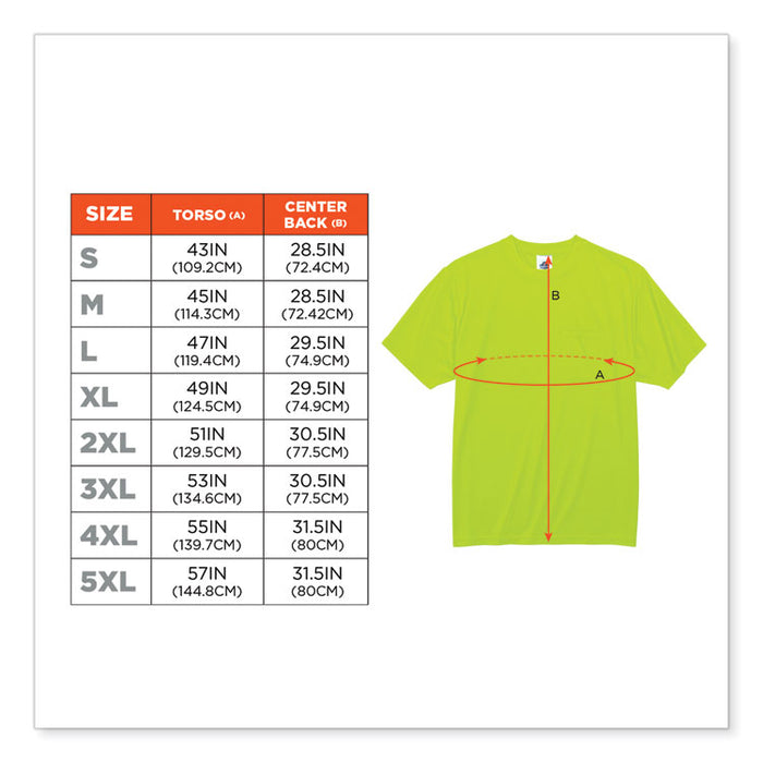 GloWear 8089 Non-Certified Hi-Vis T-Shirt, 4X-Large, Lime