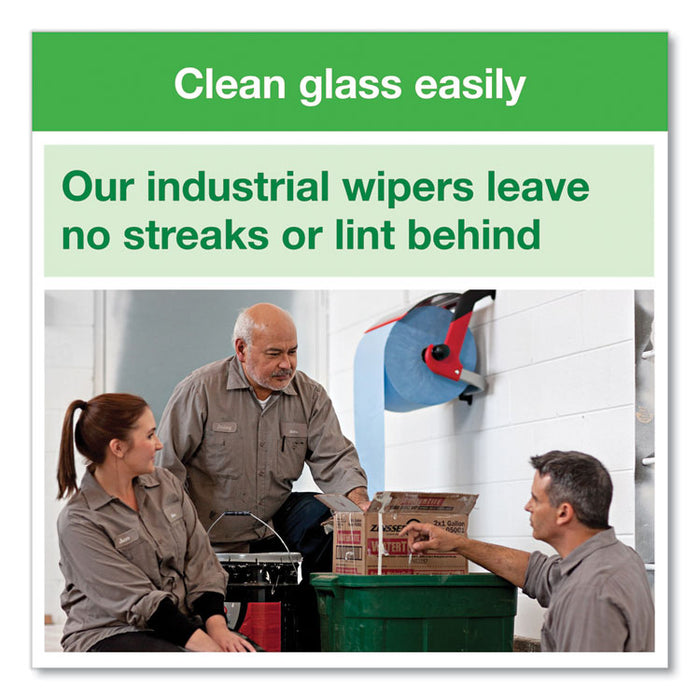 Industrial Paper Wiper, 4-Ply, 11 x 15.75, Unscented, Blue, 375 Wipes/Roll, 2 Rolls/Carton