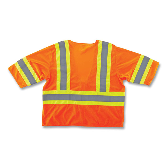 GloWear 8330Z Class 3 Two-Tone Zipper Vest, Polyester, Large/X-Large, Orange