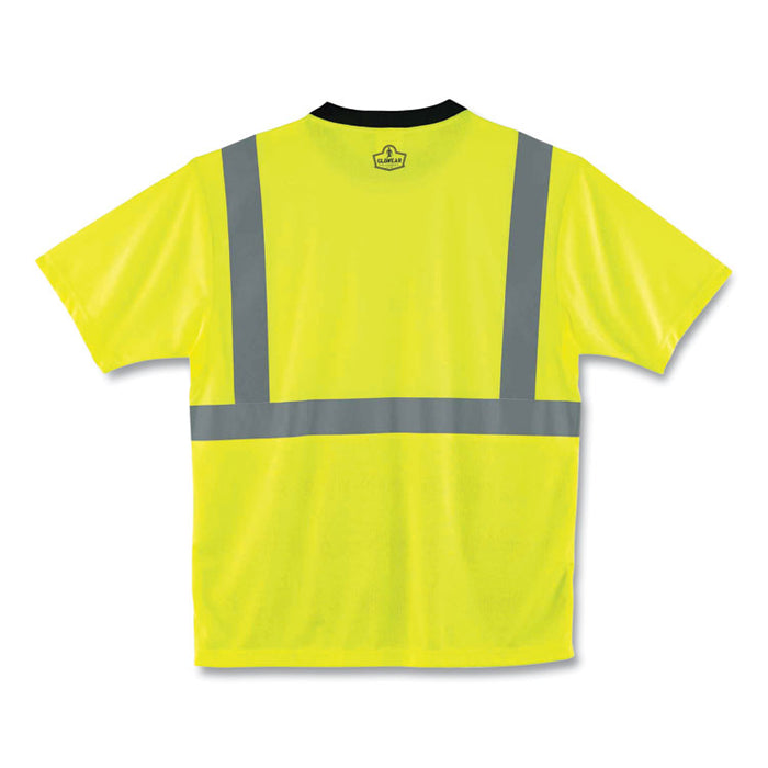 GloWear 8289BK Class 2 Hi-Vis T-Shirt with Black Bottom, Large, Lime